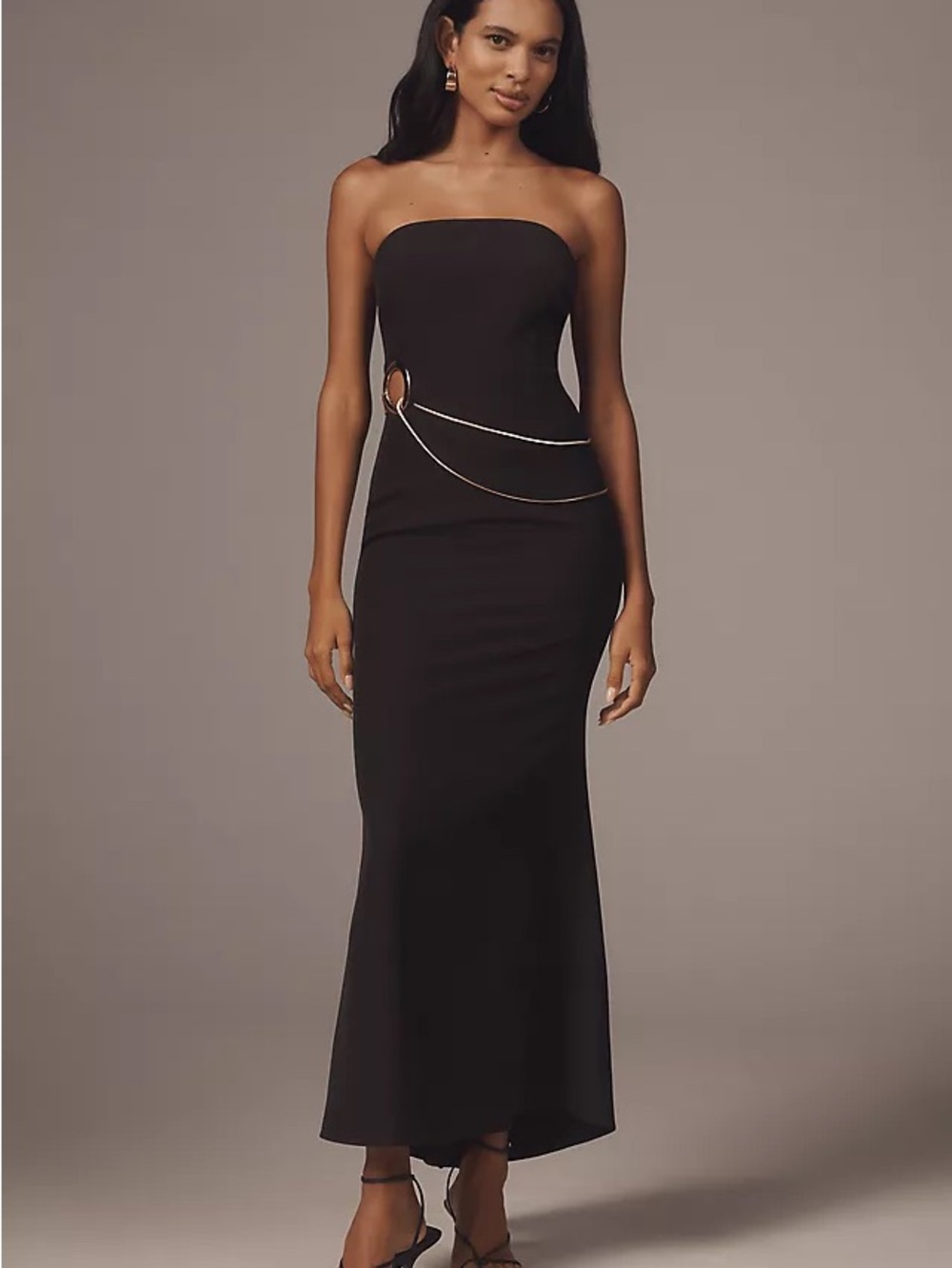 🔥 NWT Anthropologie x Mare Mare Strapless Hardware Maxi Dress, Black, Size XL 🔥